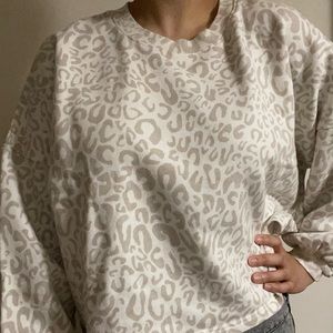 Time and Tru Leopard Print White Beige Sweatshirt